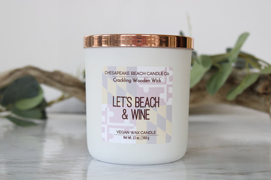 Let's Beach & Wine Wooden Wick Candle