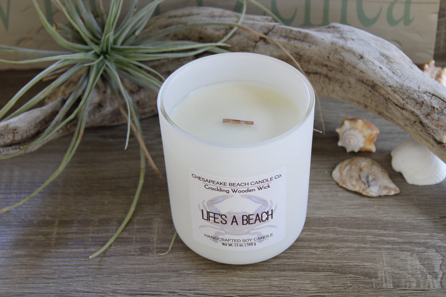 Life's a Beach Wooden Wick Candle