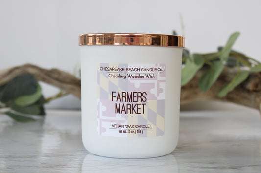 Farmers Market Wooden Wick Candle