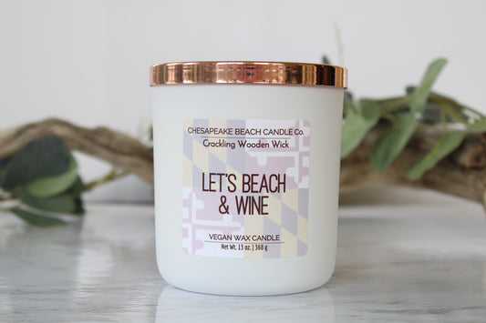 Let's Beach & Wine Wooden Wick Candle (13 oz)