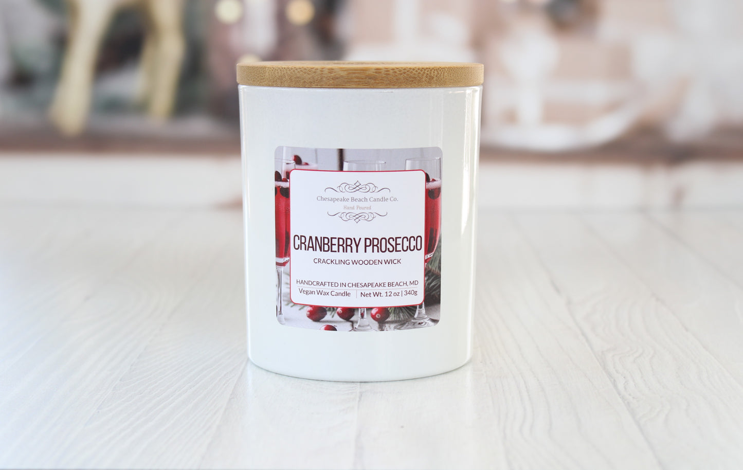Cranberry Prosecco Wooden Wick Candle