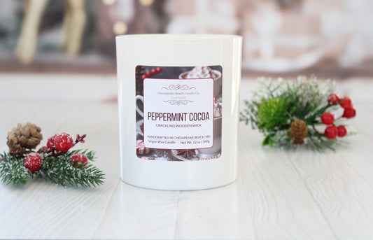 Peppermint Cocoa Wooden Wick Candle